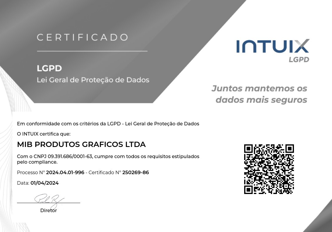 Certificado Certificação LGPD — MIB Brasil